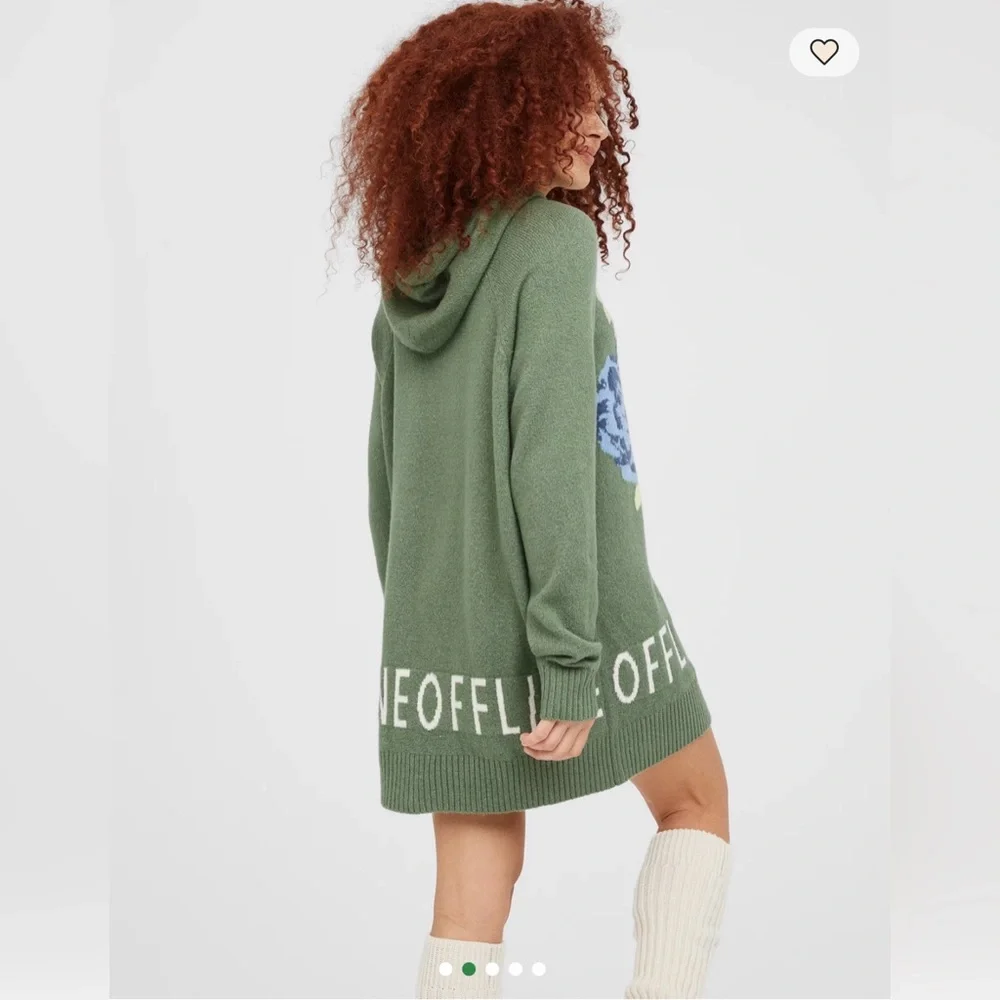 OFFLINE‎ by Aerie Green Floral Graphic Hoodie Sweater M